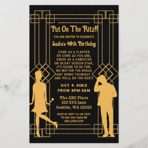 Budget Roaring 20 Art Deko Flapper Girl Invitation