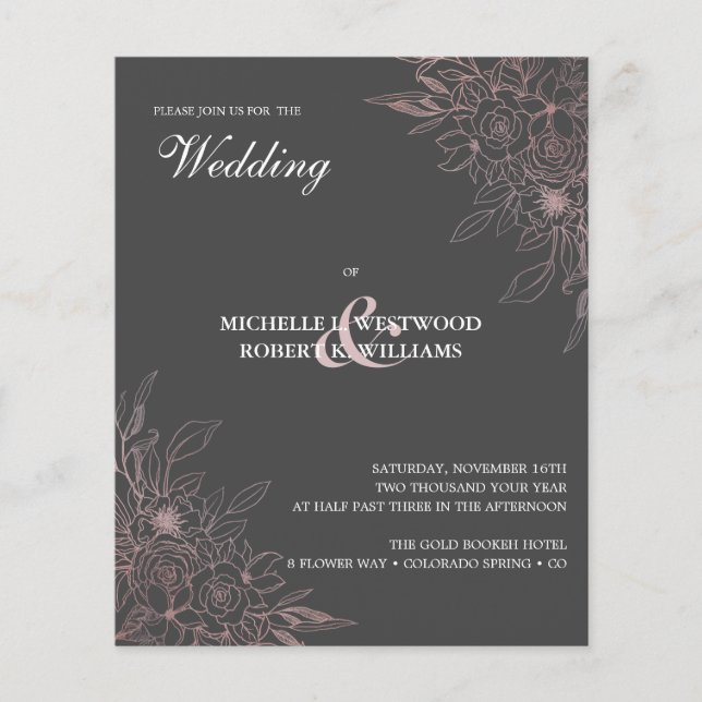 BUDGET Romantic Chic Rose Gold Floral Wedding (Vorderseite)