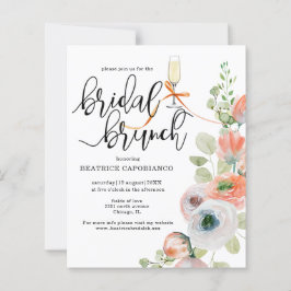 Budget  Romantic Coral Floral Bridal Brunch Card