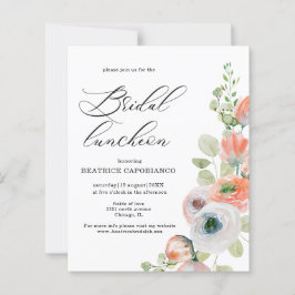 Budget  Romantic Coral Floral Bridal Luncheon Card