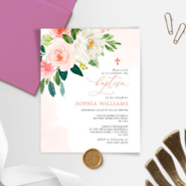 Budget Rosa Blume Taufe Einladung