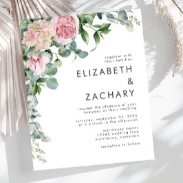 Budget Rosa Blumenwasser Hochzeit Einladung