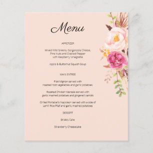 Budget Rosa Blush blühendes Blumenspeisekarte- Ros Flyer