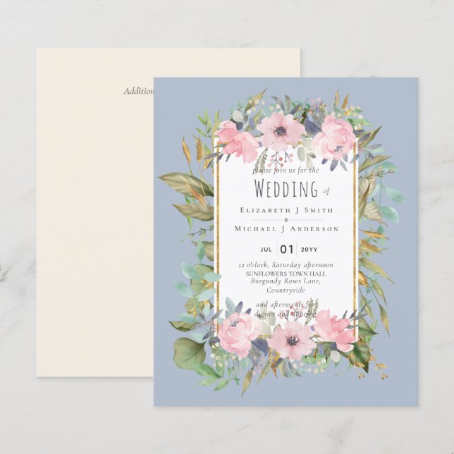 BUDGET Rosa Blush Blumengarten Hochzeit (Vorne/Hinten)
