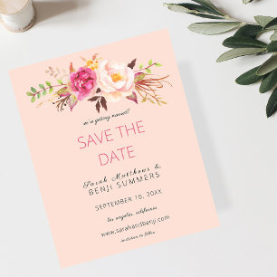 Budget Rosa Blütenblau Save the Date - Rosa Flyer