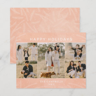 Budget Rosa Botanische 5 Foto Collage Holiday Card