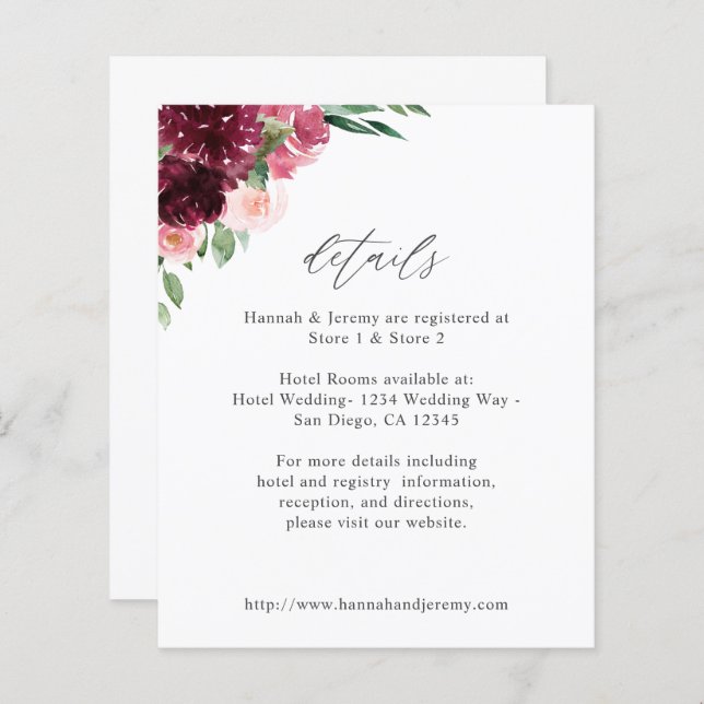 Budget Rosa & Burgund Floral 7 Details (Vorne/Hinten)