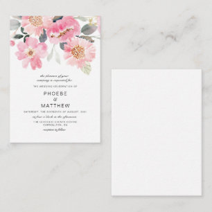 Budget Rosa Florale Wasserfarbe Skript Hochzeit Mitteilungskarte