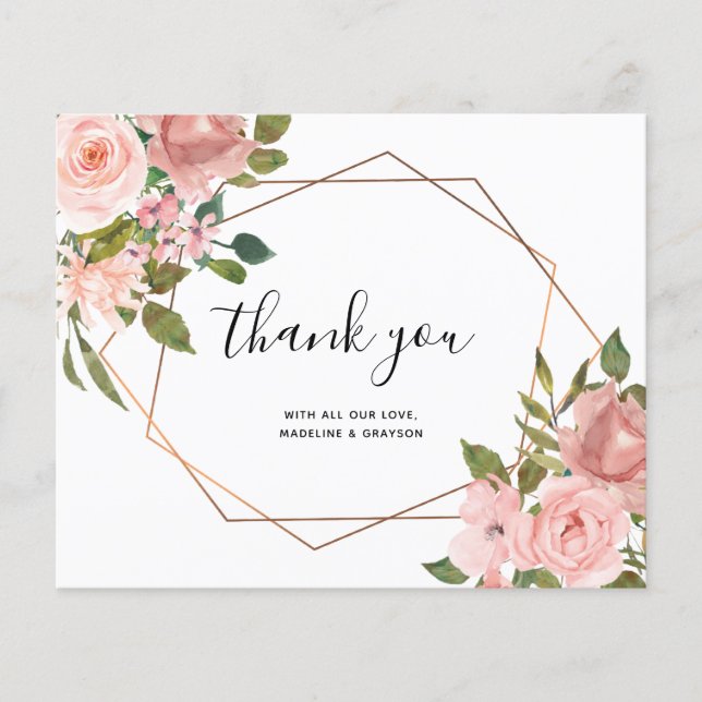 BUDGET Rosa geometrischer Rahmen Vielen Dank (Vorderseite)