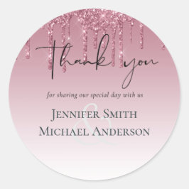 BUDGET Rosa Glitzer Hochzeit Runder Aufkleber