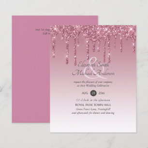 BUDGET Rosa Glitzer Hochzeitseinladungen
