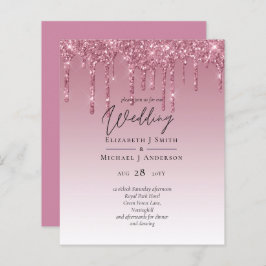 BUDGET Rosa Glitzer Hochzeitseinladungen