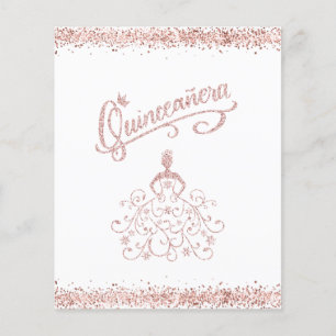 BUDGET Rosa Glitzer Kleid Quinceañera Einladung