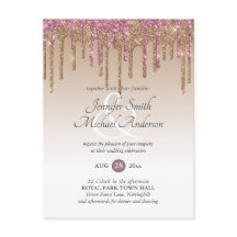 Budget Rosa Glitzer Rose Gold WEDING EINLADUNG