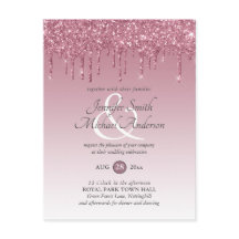 Budget Rosa Glitzer Rose Gold WEDING EINLADUNG