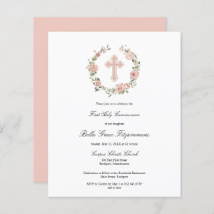 Budget Rosa Kreuz Kranz Erste Kommune Einladung