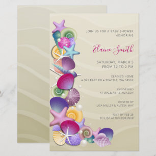 Budget Rosa Ocean Beach Baby Dusche Einladungen