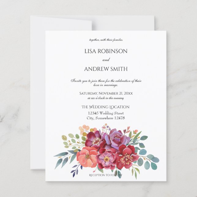 Budget Rosa & Pflaume Tropisches Weiß 2 Hochzeit (Vorderseite)