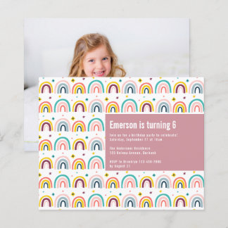 BUDGET Rosa Rainbows Geburtstagsparty Einladung