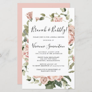 Budget Rosa Rose Blumenbrunch Einladung