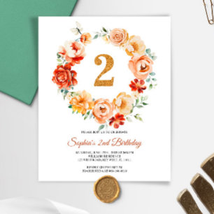 Budget Rosa & Rote Kleider 2. Geburtstag Einladung