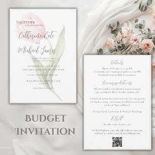 Budget Rosa Tulpen Blumen Salbei Elegante Hochzeit Einladung