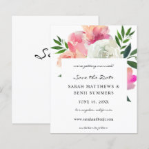 Budget Rosa und Weiß Graue Blüten Save the Date 2