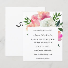 Budget Rosa und Weiß Graue Blüten Save the Date 2
