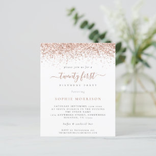 Budget Rose Glitzer Glam 21. Party Einladung