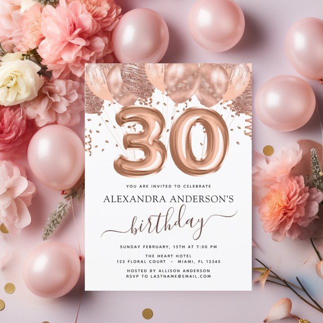Budget Rose Gold Ballons 30. Geburtstag Party Flyer (Von Creator hochgeladen)