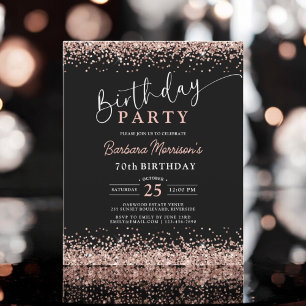 Budget Rose Gold Black jedes Alter 70. Geburtstag Flyer