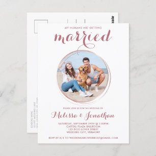 Budget Rose Gold Custom Pet Foto Hochzeit Postkarte