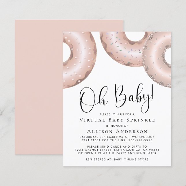 Budget Rose Gold Donuts Virtual Baby Sprinkle (Vorne/Hinten)