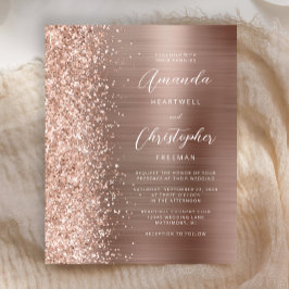 Budget Rose Gold Glam Glitzer Hochzeit Einladung