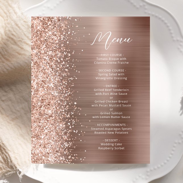 Budget Rose Gold Glam Glitzer Skriptmenü Hochzeit (Von Creator hochgeladen)