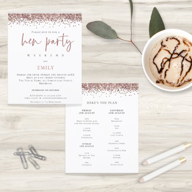 Budget Rose Gold Glitter Weekend Hen Party (Von Creator hochgeladen)