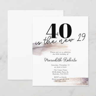 Budget Rose Gold Glitzer 40. Geburtstag Einladung