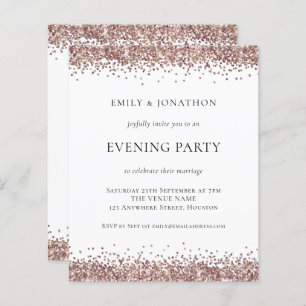 BUDGET Rose Gold Glitzer Abend Party Einladung