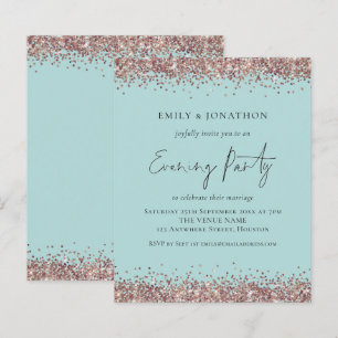 BUDGET Rose Gold Glitzer Aquamariner Abend Einladu