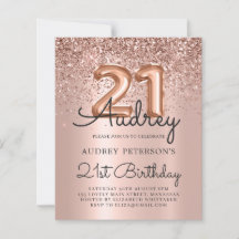 Budget Rose Gold Glitzer Ballon 21. Geburtstag