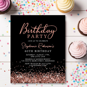 Budget Rose Gold Glitzer Black 40. Geburtstag