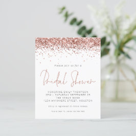 Budget Rose Gold Glitzer Brautparty Einladung