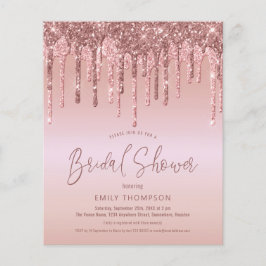 Budget Rose Gold Glitzer Bridal Dusche Einladung