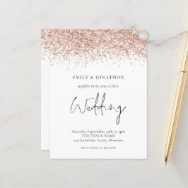 Budget Rose Gold Glitzer Einladung Hochzeit