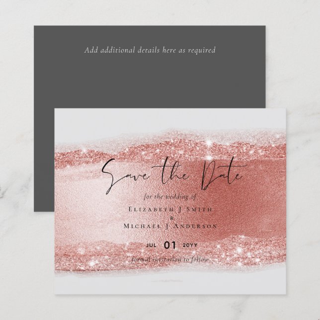 Budget Rose Gold Glitzer Foil Look Hochzeit (Vorne/Hinten)