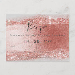 Budget Rose Gold Glitzer Foil Look Hochzeit Postkarte