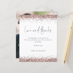 Budget Rose Gold Glitzer Foto Hochzeit Liebe Dank