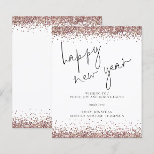 Budget Rose Gold Glitzer Happy New Year Card