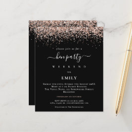 Budget Rose Gold Glitzer Hen Party Einladung