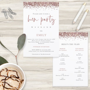 Budget Rose Gold Glitzer Hen Party Wochenende Einl